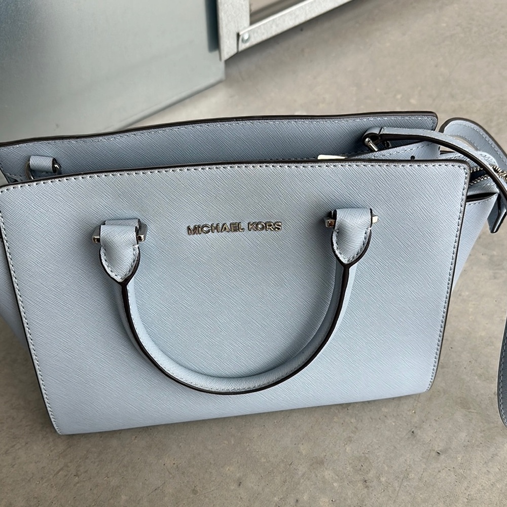 Michael Kors Blue Saffiano Leather Satchel